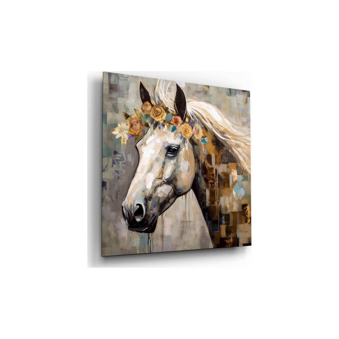 Flower And Horse Glass Wall Art Insigne