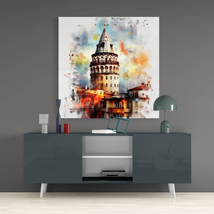 Galata Tower Glass Wall Art.