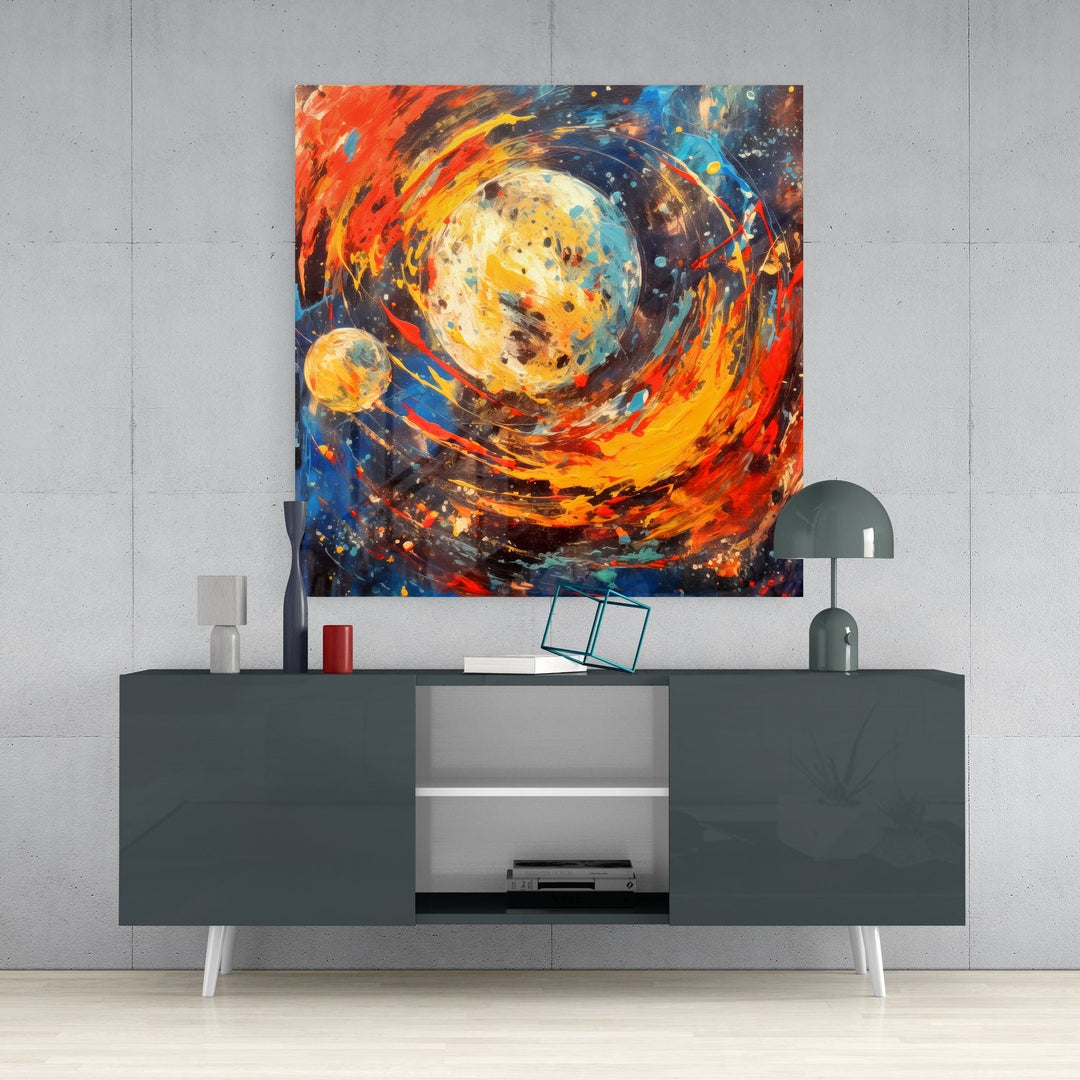 Space Splash Glass Wall Art|| Designer&
