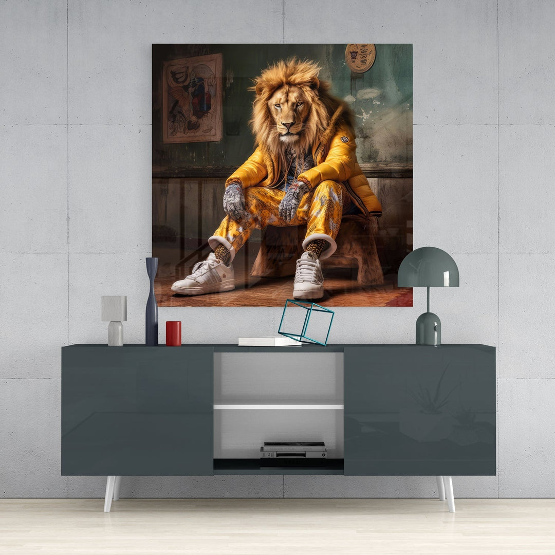 Lion Vogue Glass Wall Art|| Designer&
