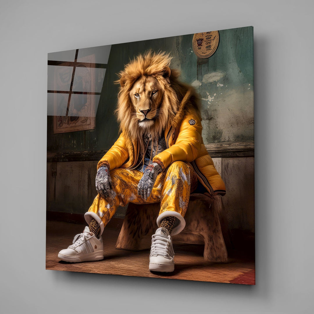 Lion Vogue Glass Wall Art|| Designer&