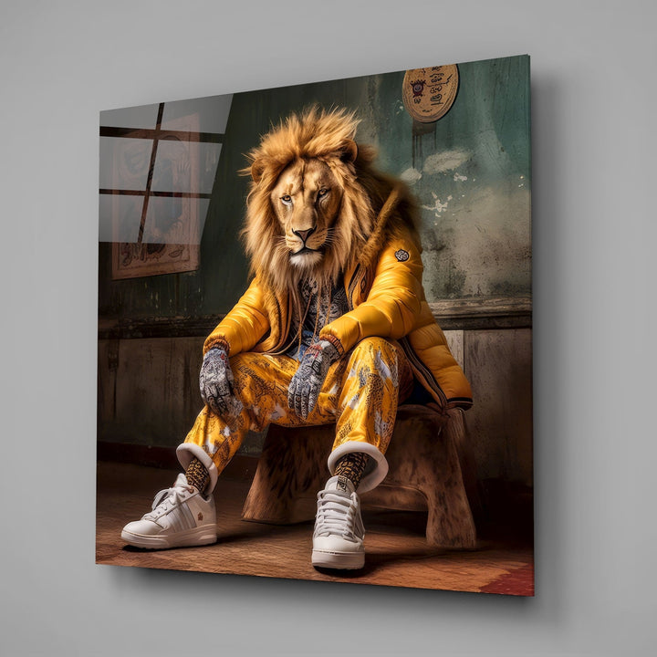 Lion Vogue Glass Wall Art|| Designer&