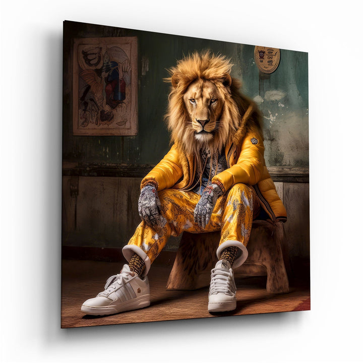 Lion Vogue Glass Wall Art|| Designer&