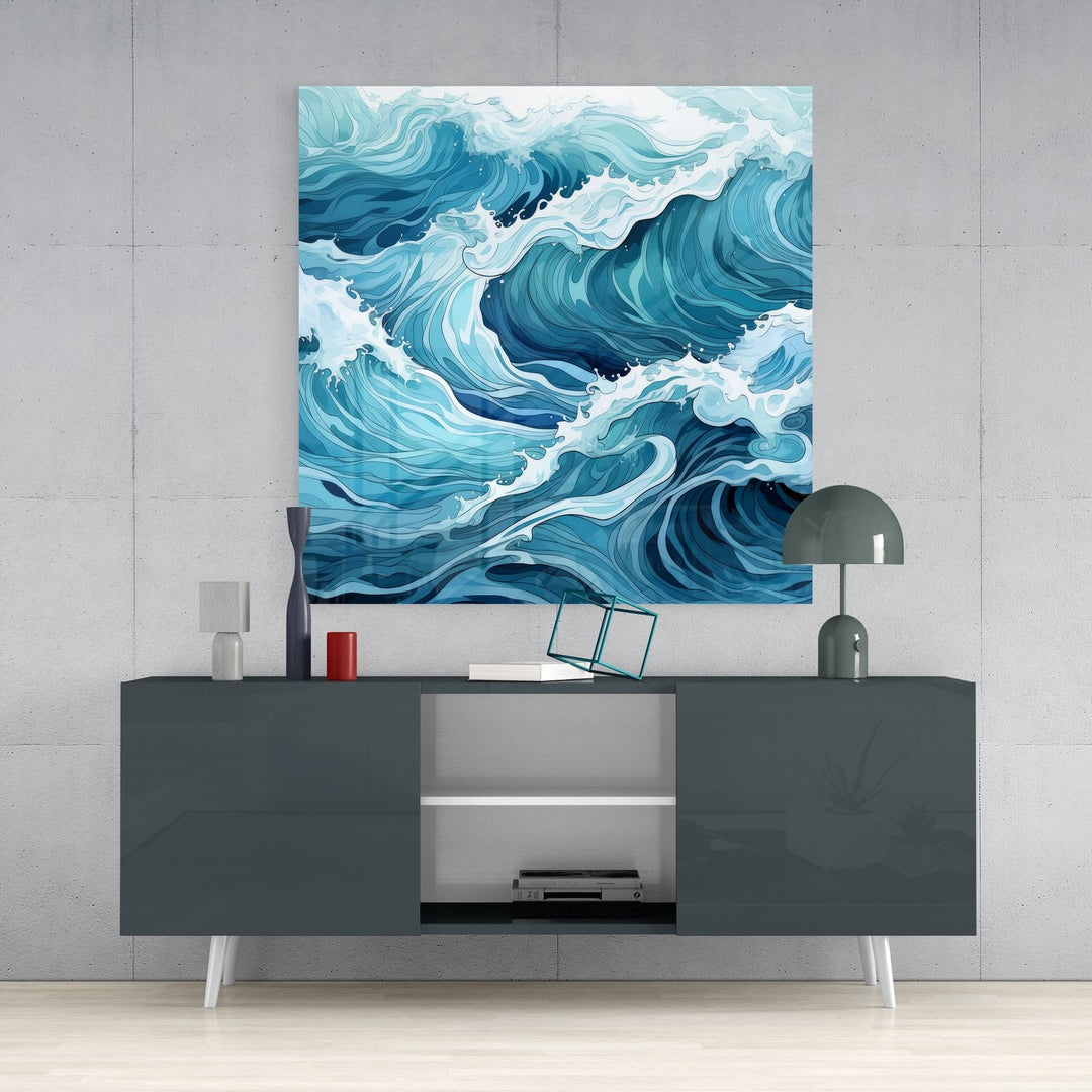 Waves Glass Wall Art|| Designer&