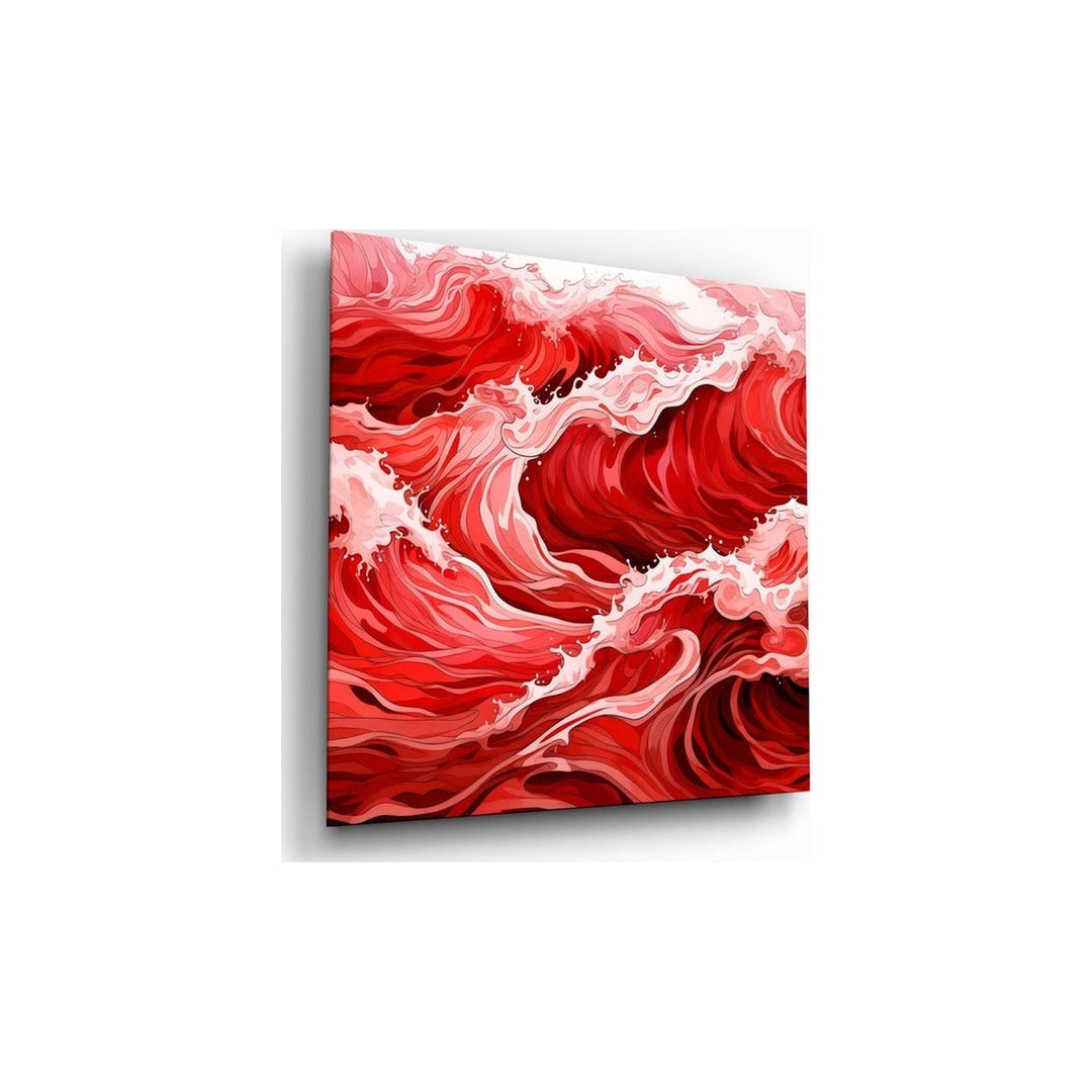 Red Waves Glass Wall Art|| Designer's Collection Insigne