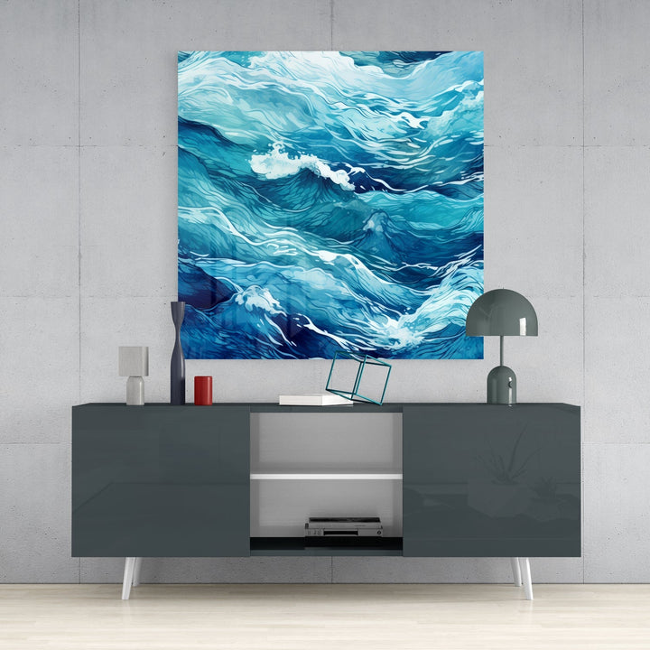 Waves Glass Wall Art|| Designer&