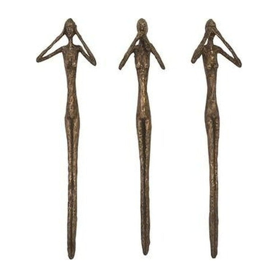 See, Speak, Hear No Evil Wall Art, Resin, Bronze, Set Of 3 Phillips Collection