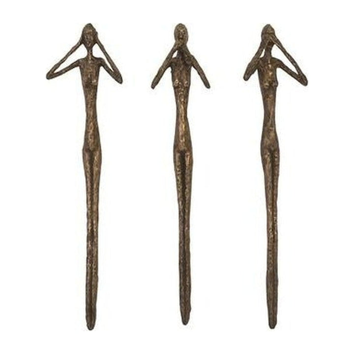 See, Speak, Hear No Evil Wall Art, Resin, Bronze, Set Of 3 Phillips Collection