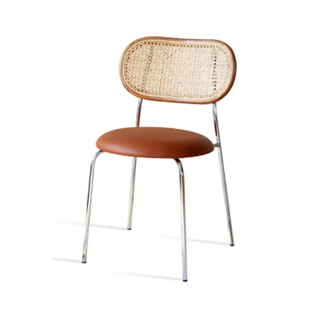 Seneca Dining Chair by Soho Concept — cane back, cinnamon seat and chrome frame