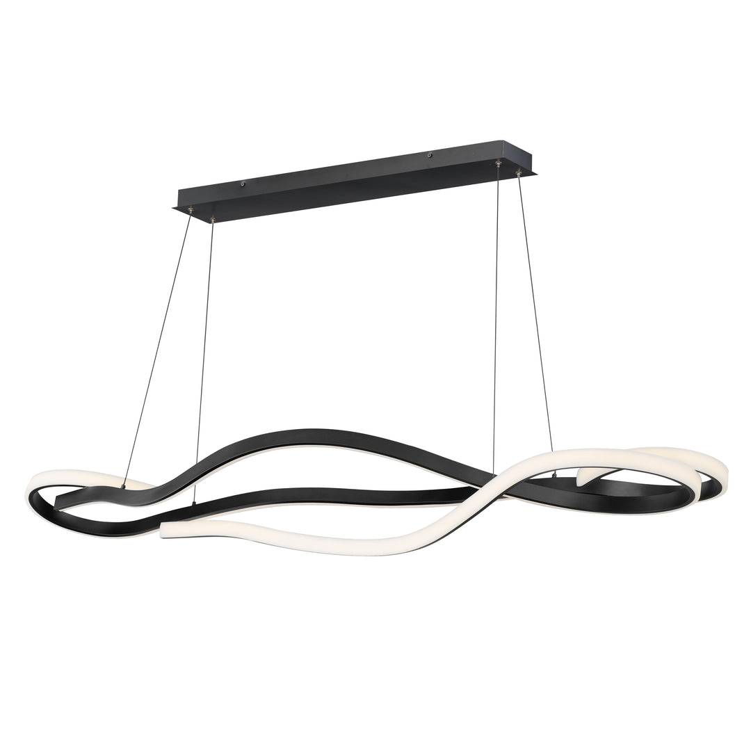 Serpentine 60" Horizontal Pendant by ET2 Lighting in Black, front view