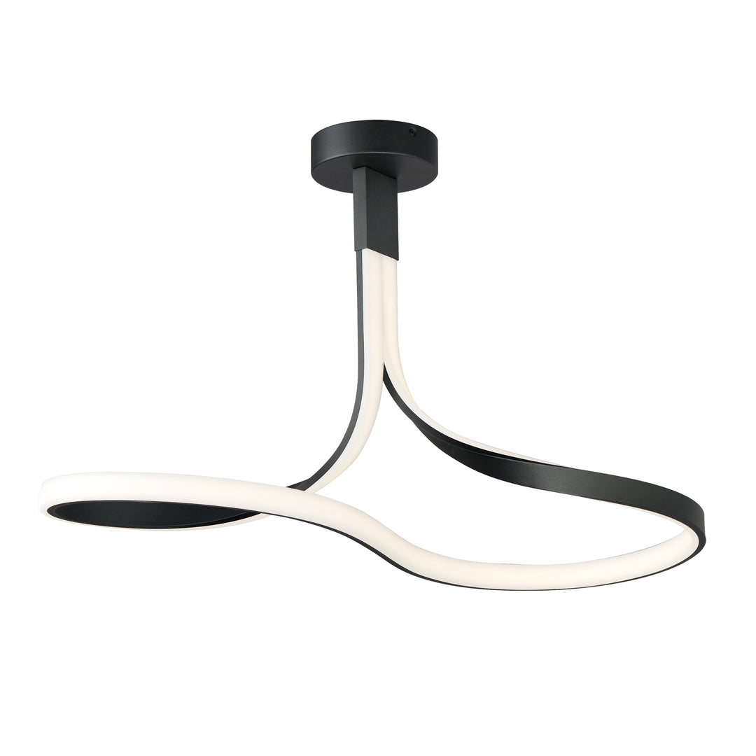 Serpentine LED Semi-Flush Mount by ET2 Lighting in Black, front view