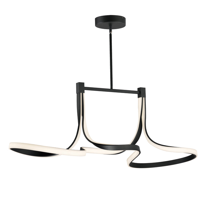 Serpentine Linear LED Pendant by ET2 Lighting in Black, front view