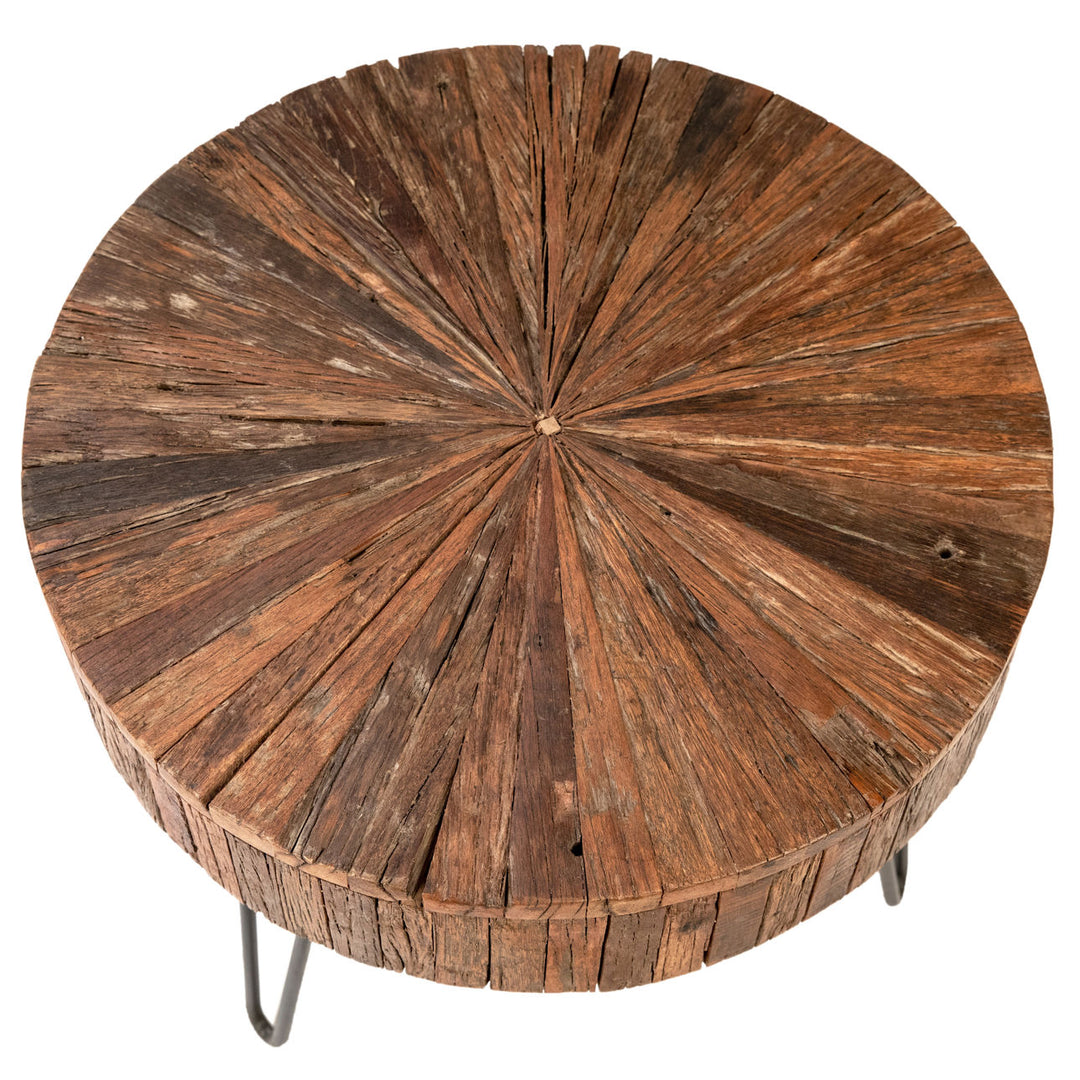 Gideon Reclaimed Acacia Side Table, overhead view