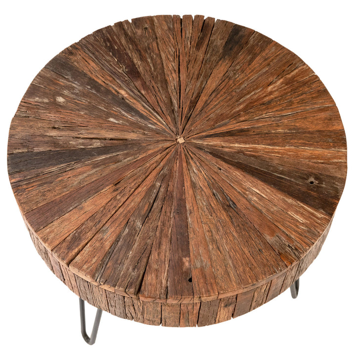 Gideon Reclaimed Acacia Side Table, overhead view