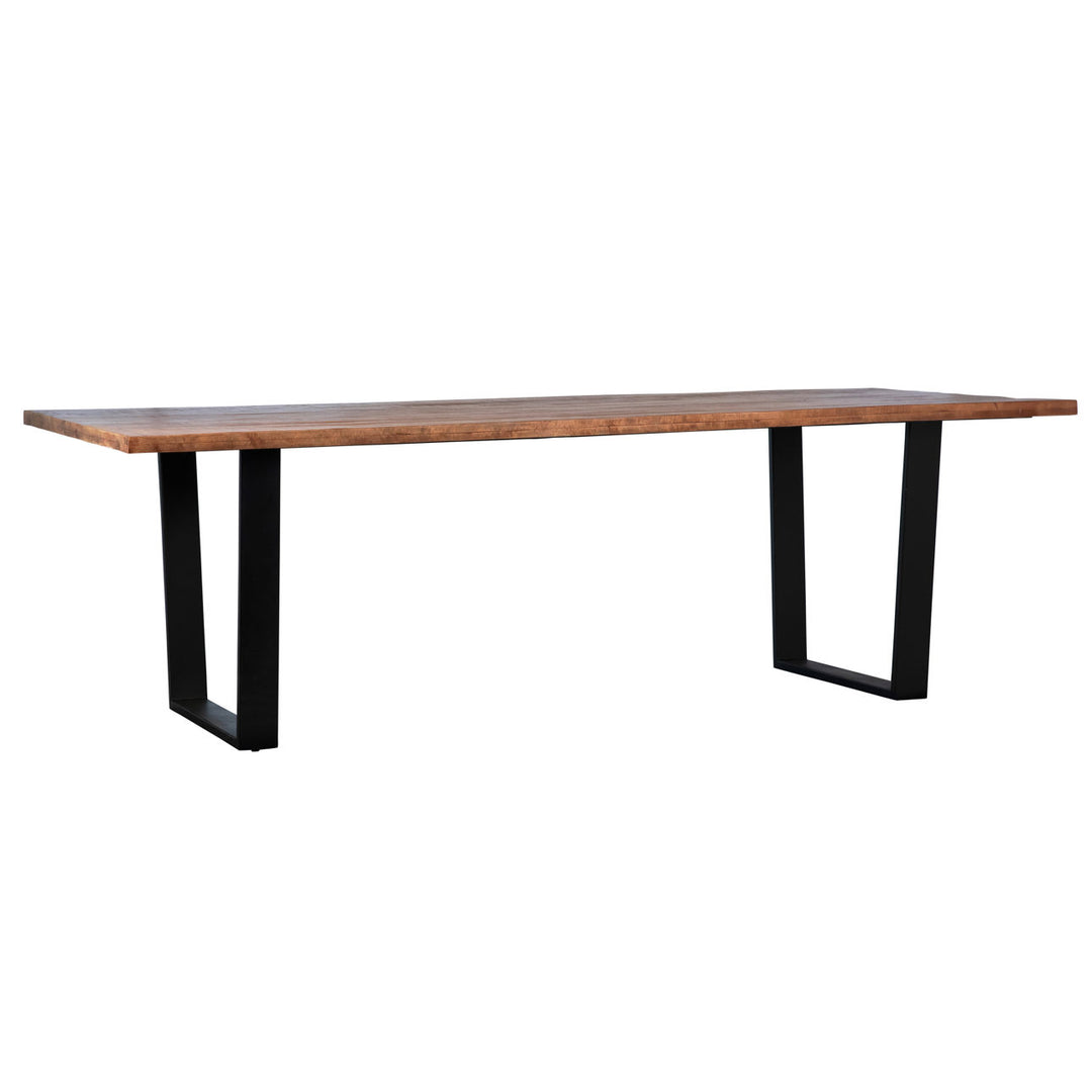 Carter Acacia and Iron Dining Table, three-quarter studio view