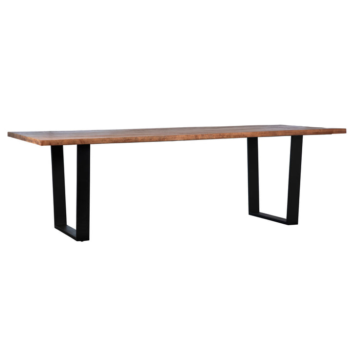 Carter Acacia and Iron Dining Table, three-quarter studio view