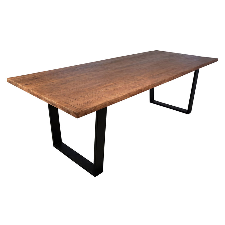 Carter Acacia and Iron Dining Table, overhead view