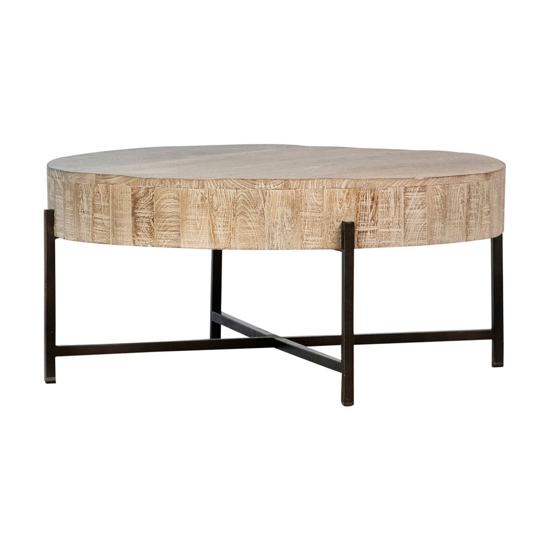 Silo Reclaimed Mango Coffee Table, three-quarter studio view