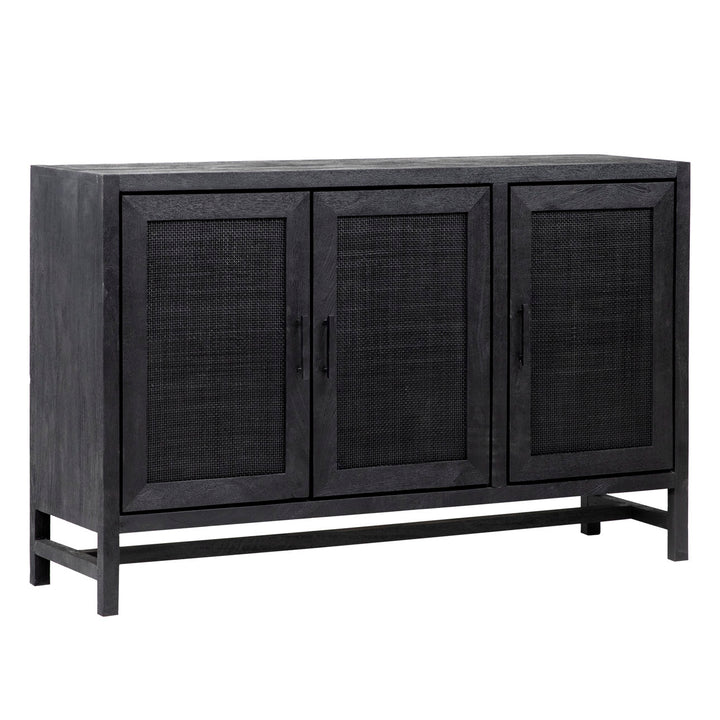 Oren Mango Wood and Cane Sideboard, three-quarter studio view