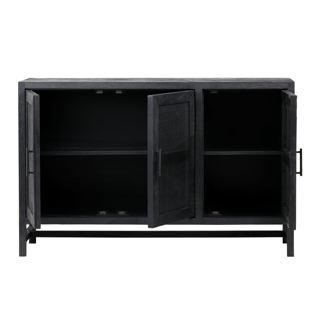Oren Mango Wood and Cane Sideboard, open door view