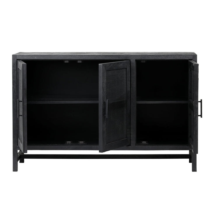 Oren Mango Wood and Cane Sideboard, open door view