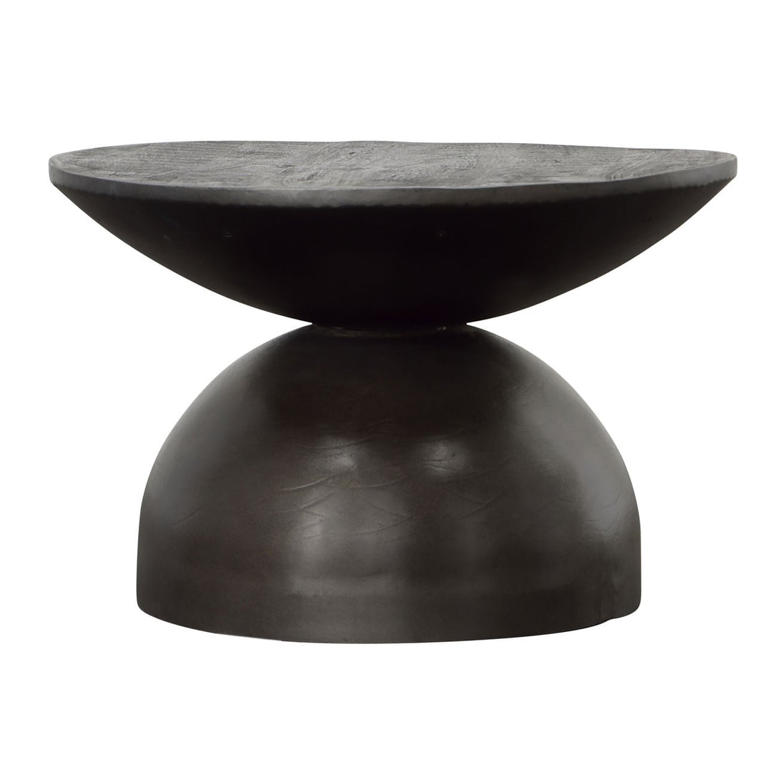 Brenna Black Wood and Metal Coffee Table, three-quarter studio view