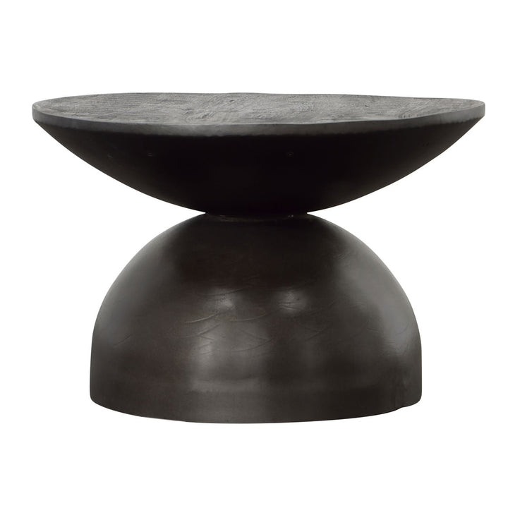Brenna Black Wood and Metal Coffee Table, three-quarter studio view