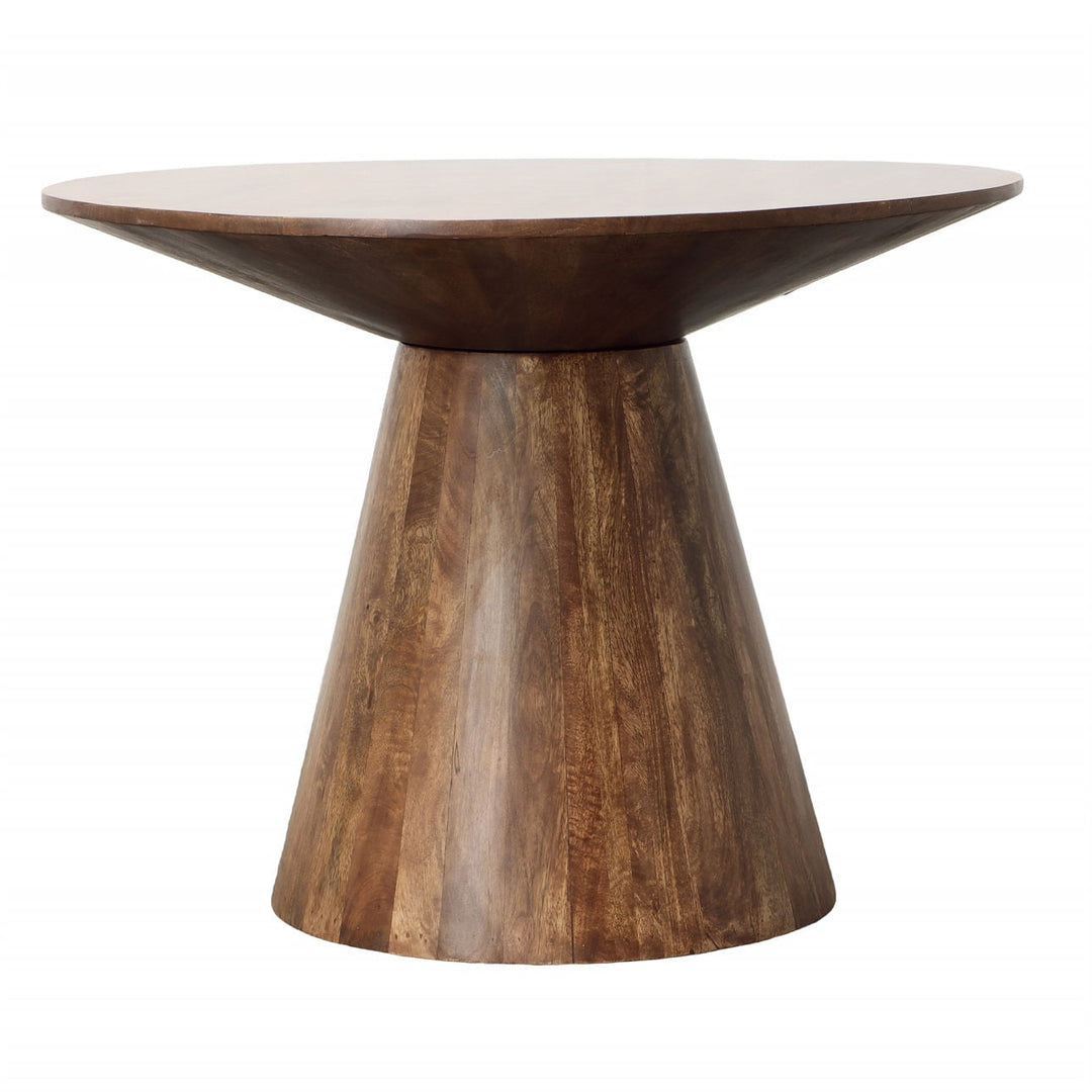 Carina Mango Wood Dining Table, 40-inch, three-quarter studio view