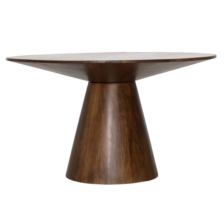 Carina Mango Wood Dining Table, 52-inch, three-quarter studio view