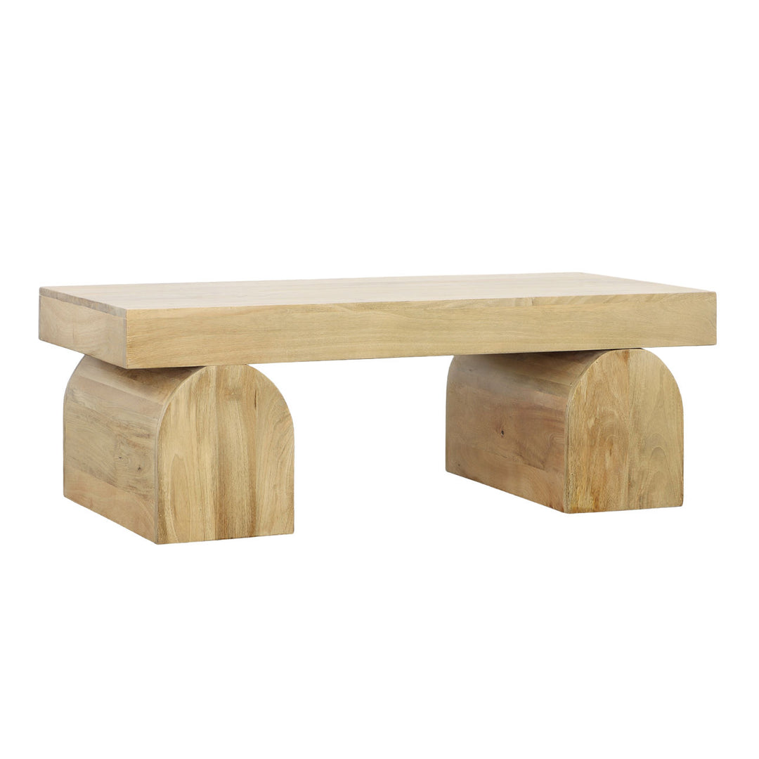 Casper Mango Wood Coffee Table, three-quarter studio view