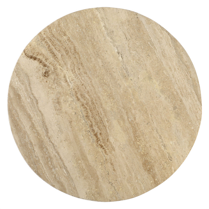 Avra Travertine Side Table, detail 2 view