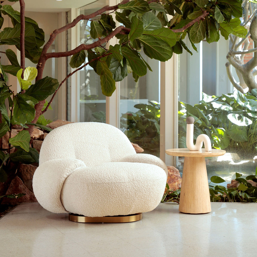 Avra Travertine Side Table, manufacturer lifestyle setting