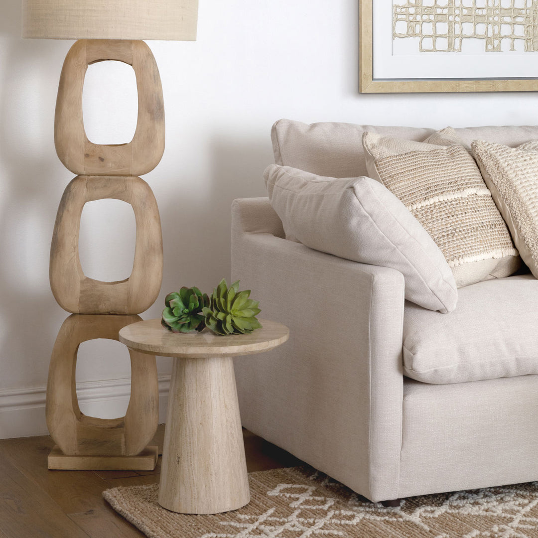 Avra Travertine Side Table, manufacturer lifestyle setting