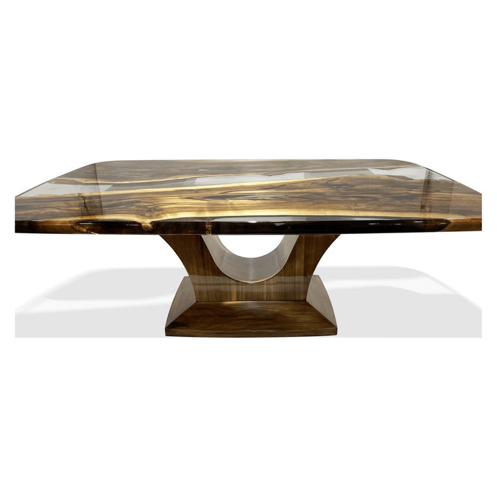 Signature Walnut Wood River Dining Table With Wooden Base Arditi Collection
