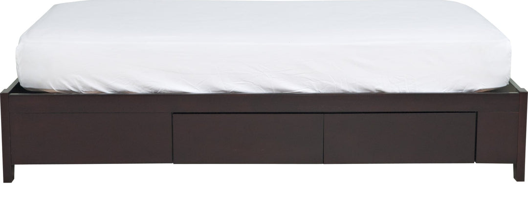 Simple Wood Storage Bed in Espresso — white background, side profile