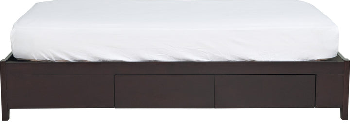 Simple Wood Storage Bed in Espresso — white background, side profile