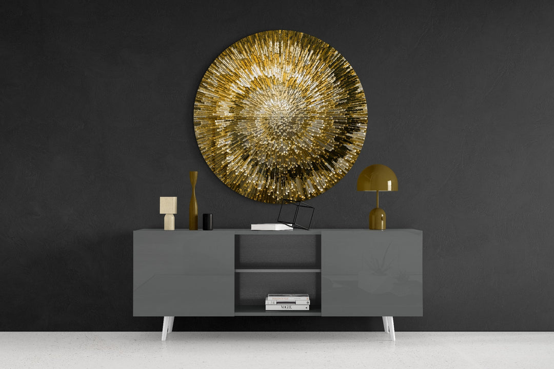 Golden Helix Glass Wall Art.