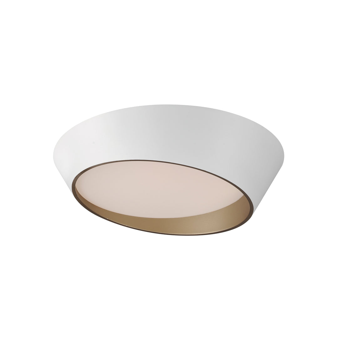 Slant 19.75" LED Flush Mount by ET2 Lighting in White / Gold, front view
