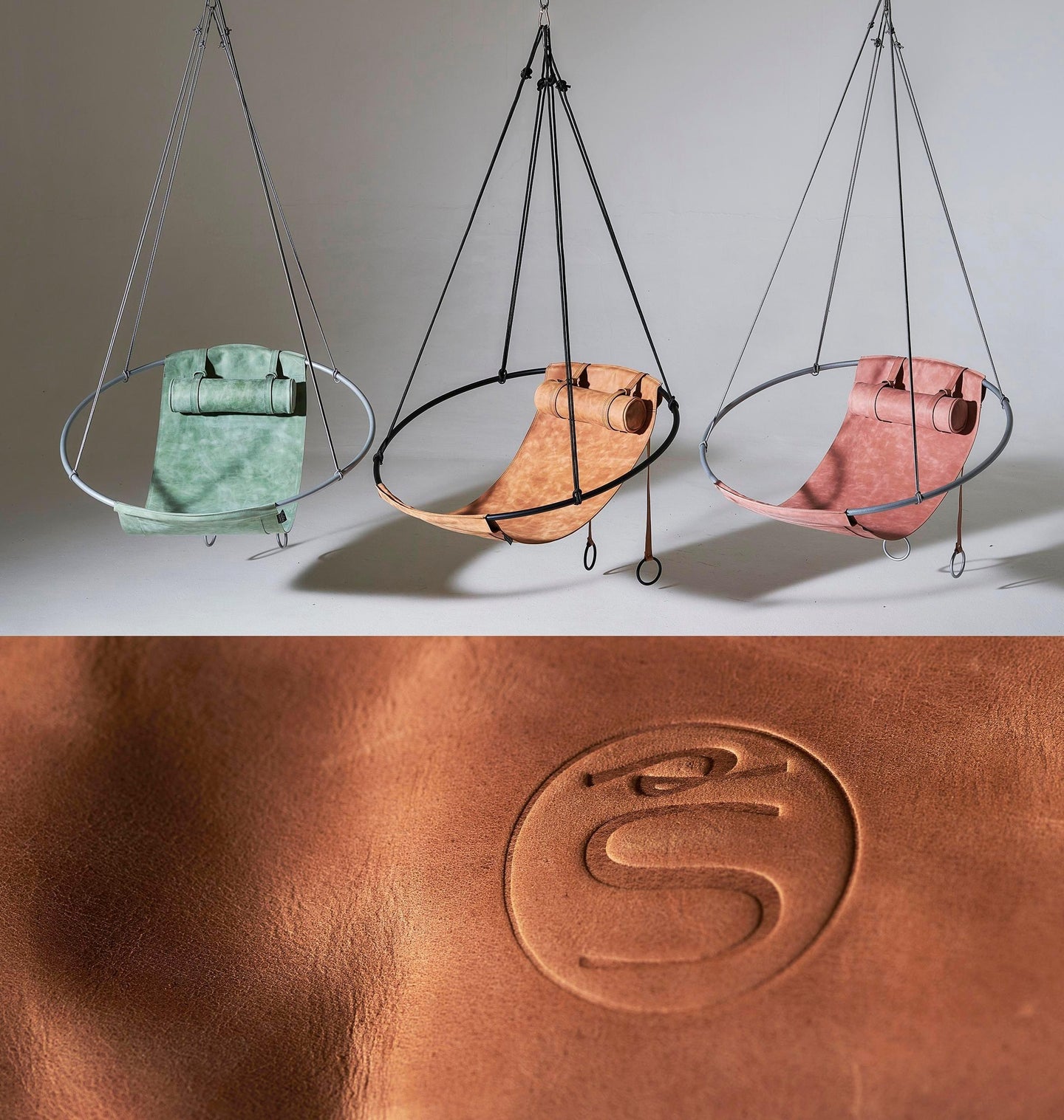 SLING Chair Minimal Soft Leather Hanging Chairs Studio Stirling