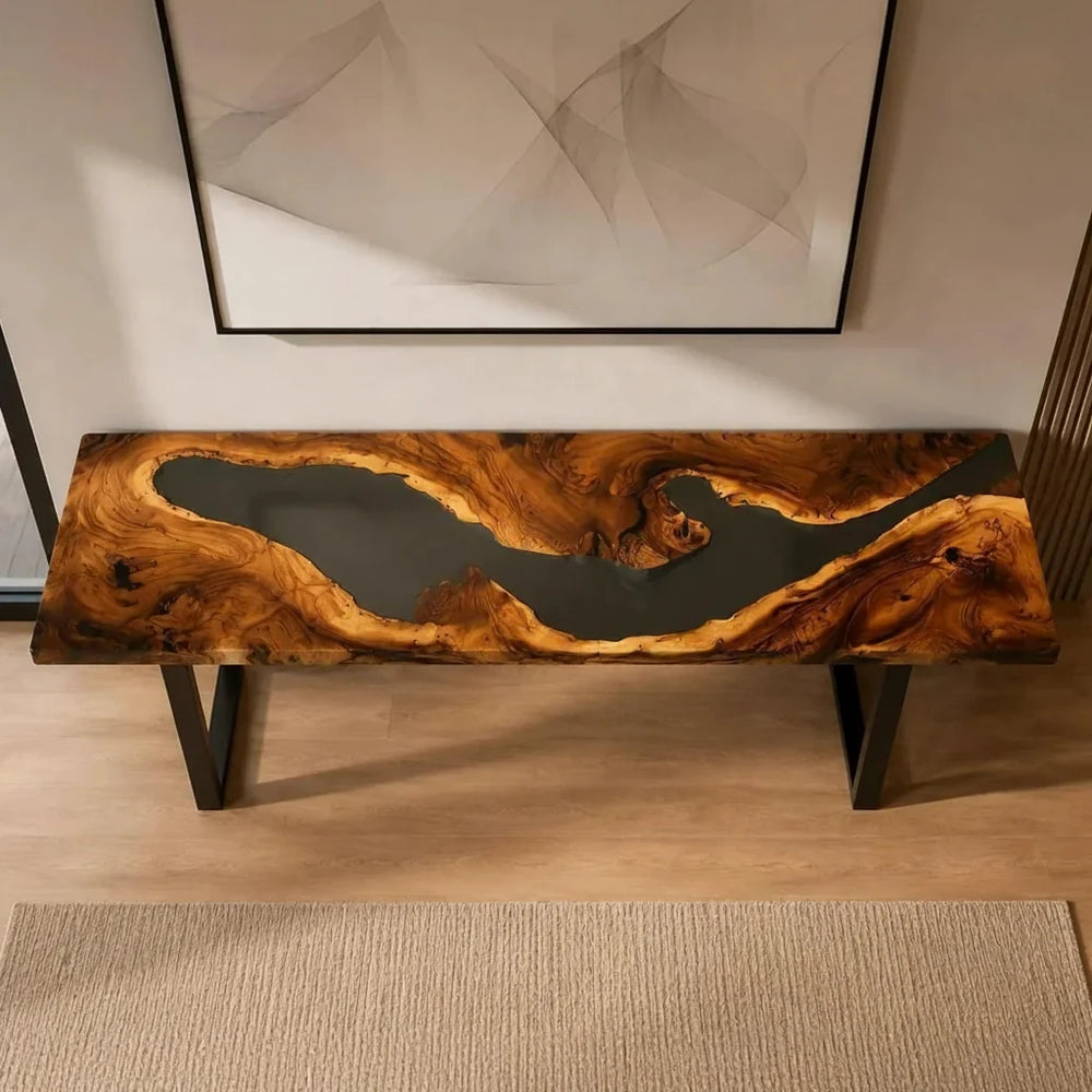 Smoked Walnut Resin Console Table by Thomas Dawn