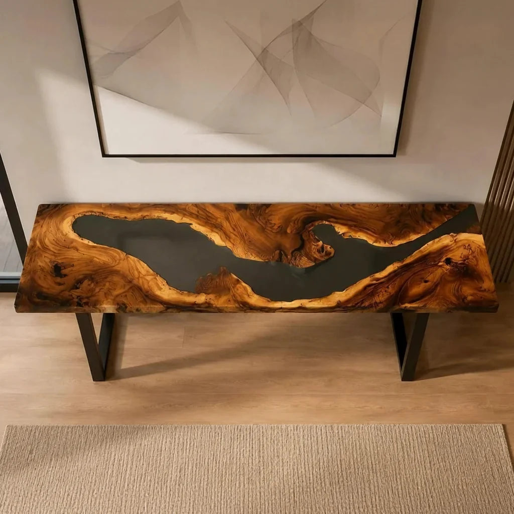 Smoked Walnut Resin Console Table by Thomas Dawn