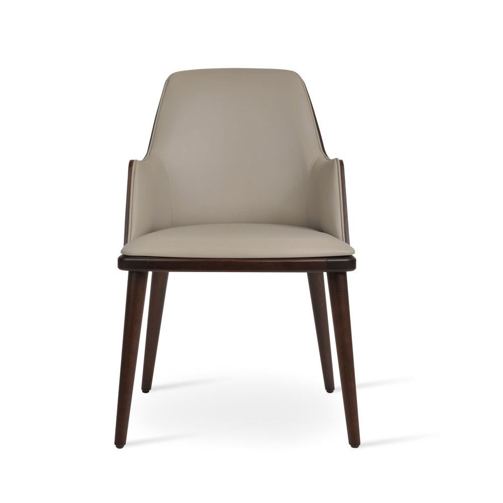 Romano Arm-W by Soho Concept — front view with upholstered arms and walnut veneer back