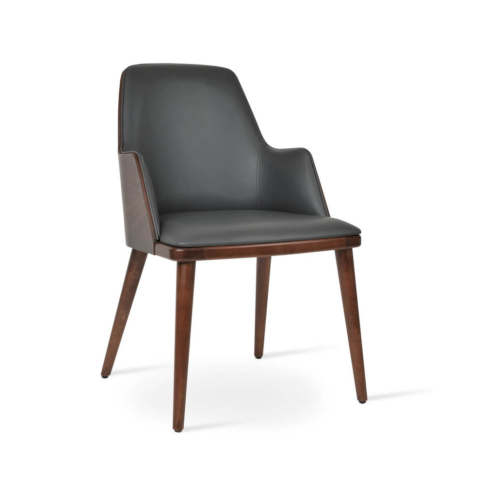 Romano Arm-W by Soho Concept — angled view in grey with walnut veneer back