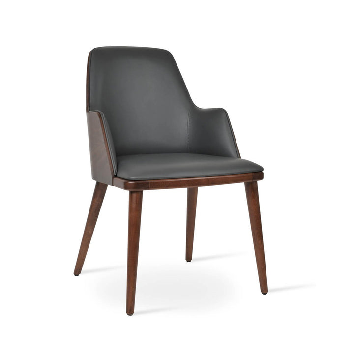 Romano Arm-W by Soho Concept — angled view in grey with walnut veneer back
