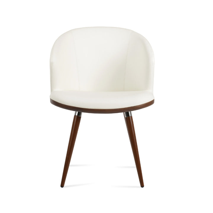 Athena Ana Armchair by Soho Concept — front view, white upholstery and walnut base