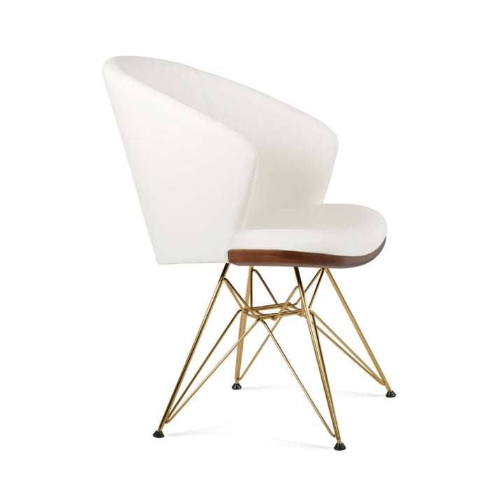 Athena Tower Armchair by Soho Concept — right-facing view, white upholstery and gold tower base