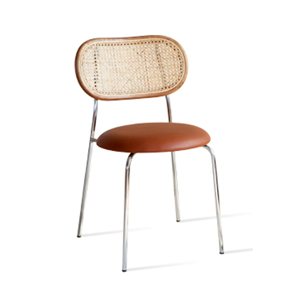 Seneca Dining Chair by Soho Concept — cane back, cinnamon seat and chrome frame