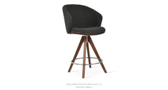 Athena Pyramid Wood Swivel Stool by Soho Concept — angled studio view with American walnut base