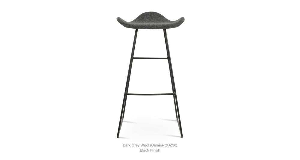 Falcon Wire Stool in dark grey wool and black base