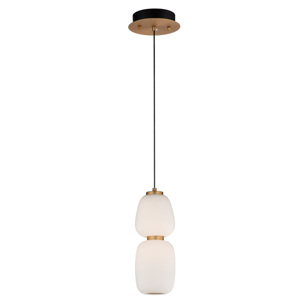 Soji 13" LED Pendant by ET2 Lighting in Black / Gold, front view